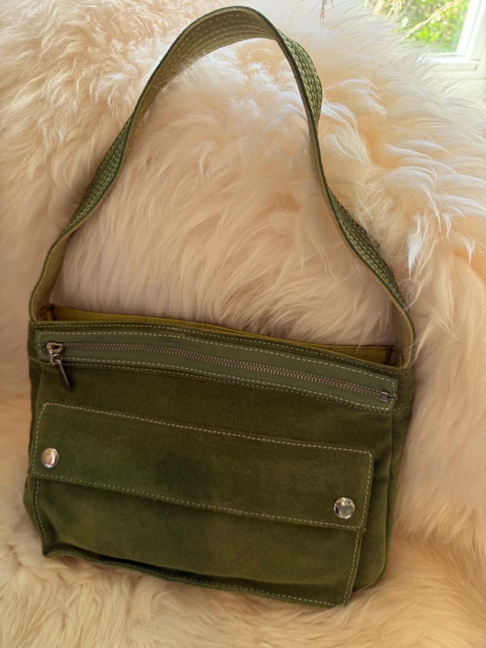 Banana Republic Olive Green Suede Shoulder Bag - Picture 13 of 15